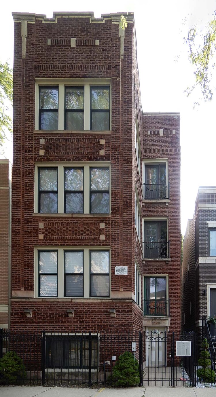 Three-flat at 6541 S. Woodlawn Avenue where Anna Carmen Baird Walsh lived and worked for over 20 years- Courtesy of Julia Bachrach Consulting